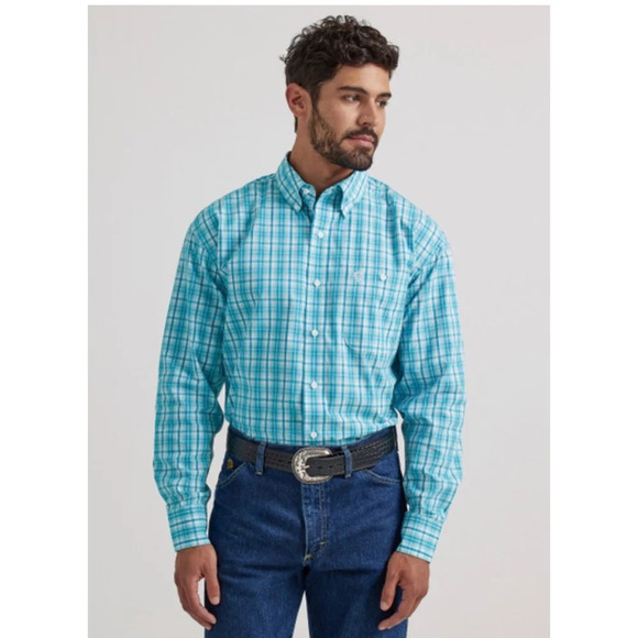 WRANGLER GEORGE STRAIT TURQUIOSE PLAID - MENS SHIRT - 112338089
Size 4x - Picture 1 of 4